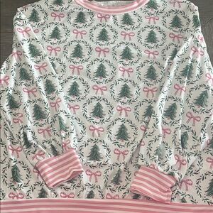 Festive Women's Pajama Top - Pink and Green